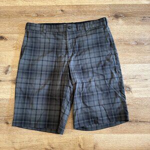 Nike Golf Chino Shorts 34 Men's Gray Plaid Dri-Fit Tour Performance Stretch